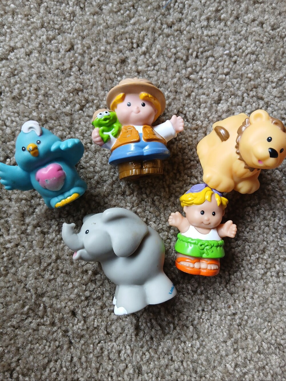Vintage Set of Little People Fisher-Price Colorful Safari & Jungle Zoo Talkers